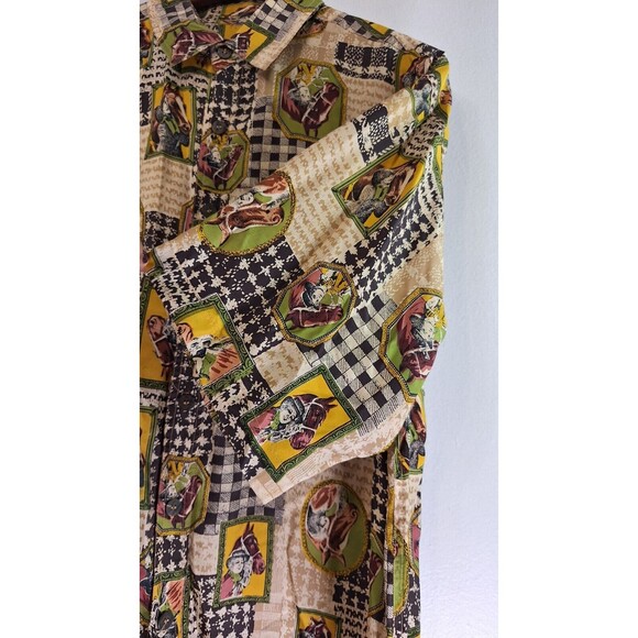 Vtg Adult Rare TED LAPIDUS PARIS Silk Equestrian Button Front Sz Large Cowboy - Picture 8 of 9